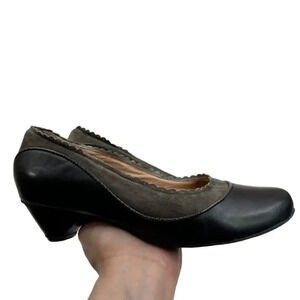 Miz Mooz Athens Black Gray Leather Pump Heel Shoe